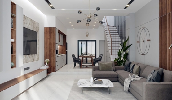 50+ Mẫu Phòng Khách Nhà Ống 5m Có Cầu Thang Đẹp Ấn Tượng